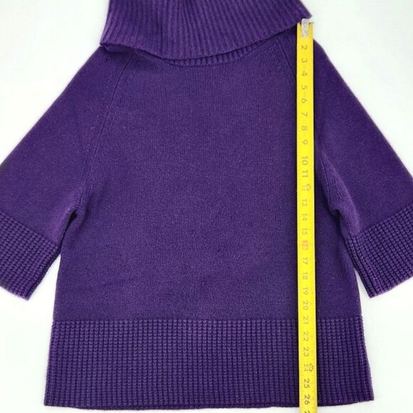 Theory Beata 100% Cashmere Sweater Size Small Purple Cowlneck 3/4 Sleeve Chunky - Picture 6 of 9